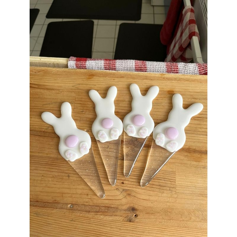 Bunny Garden Stakes — fused glass garden stake