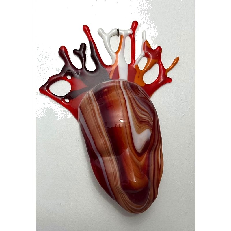 Coral Crown Mask — fused glass art piece