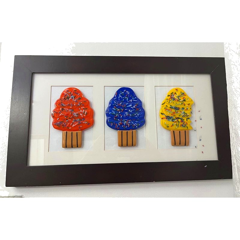 Framed Ice Creams — fused glass glass art