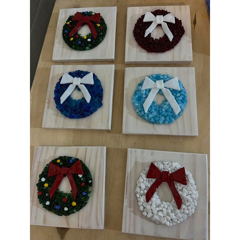 Glass Wreath Plaque — fused glass glass art